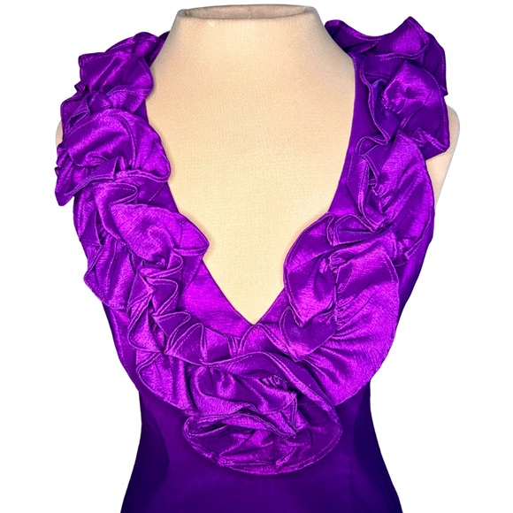S.L. Fashions Purple Ruffle Collar Cocktail Dress - Picture 5 of 10